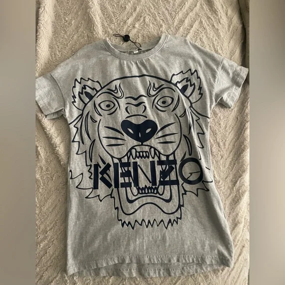 KENZO KIDS Girls grey tiger jersey dress KENZO KIDS Girls grey tiger jersey dress